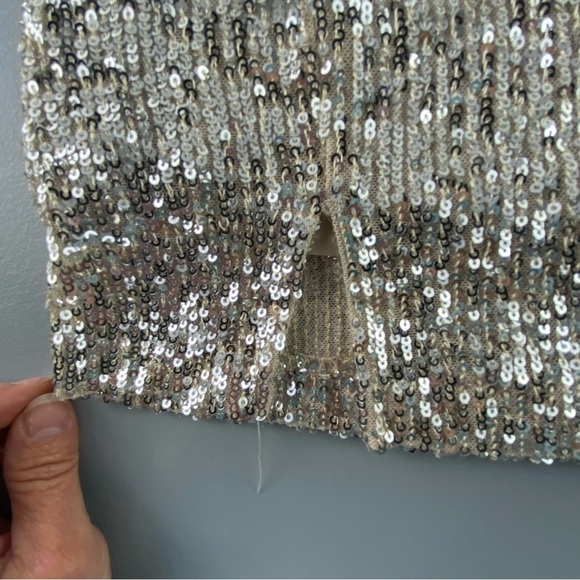 Love on a hanger silver sequin slit front mini skirt, 3 - Picture 3 of 10